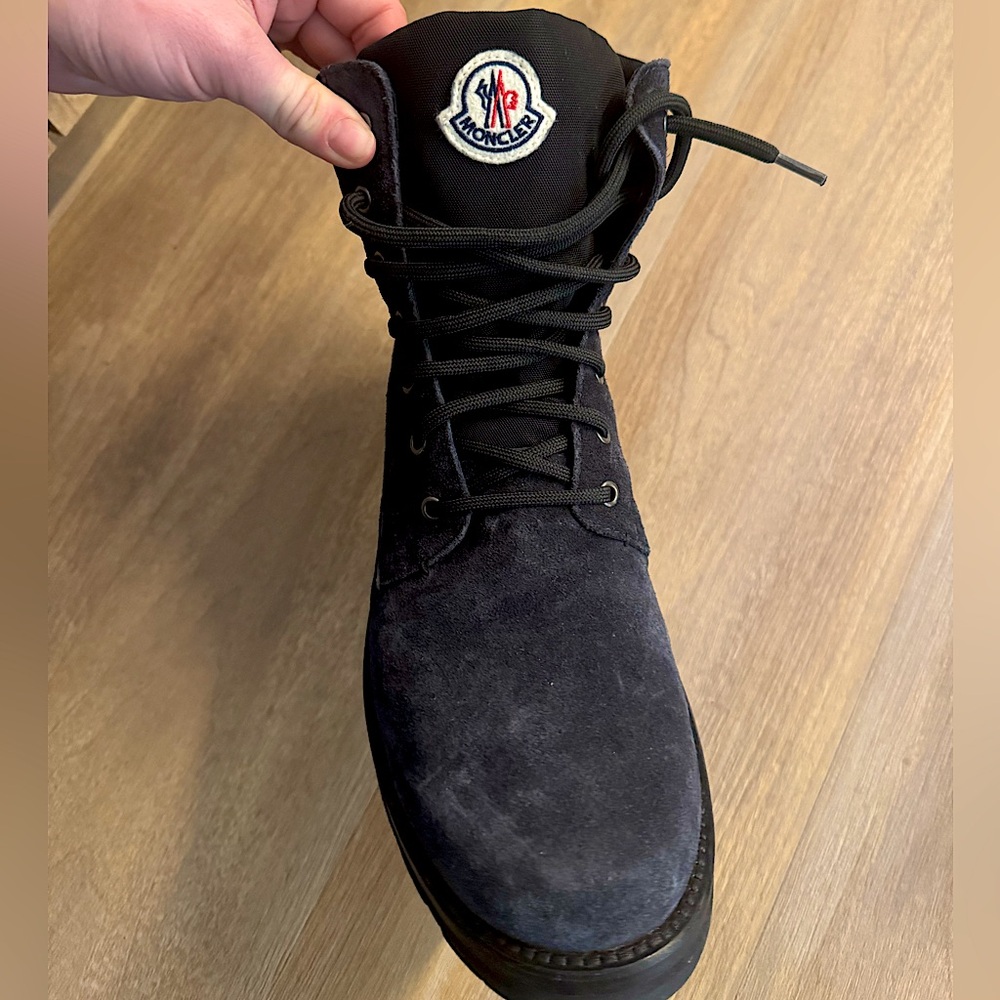 Moncler Dark blue High-Top Boots with Suede Finish